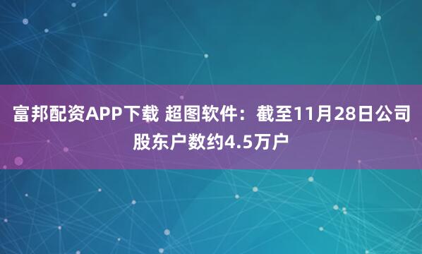 富邦配资APP下载 超图软件：截至11月28日公司股东户数约4.5万户